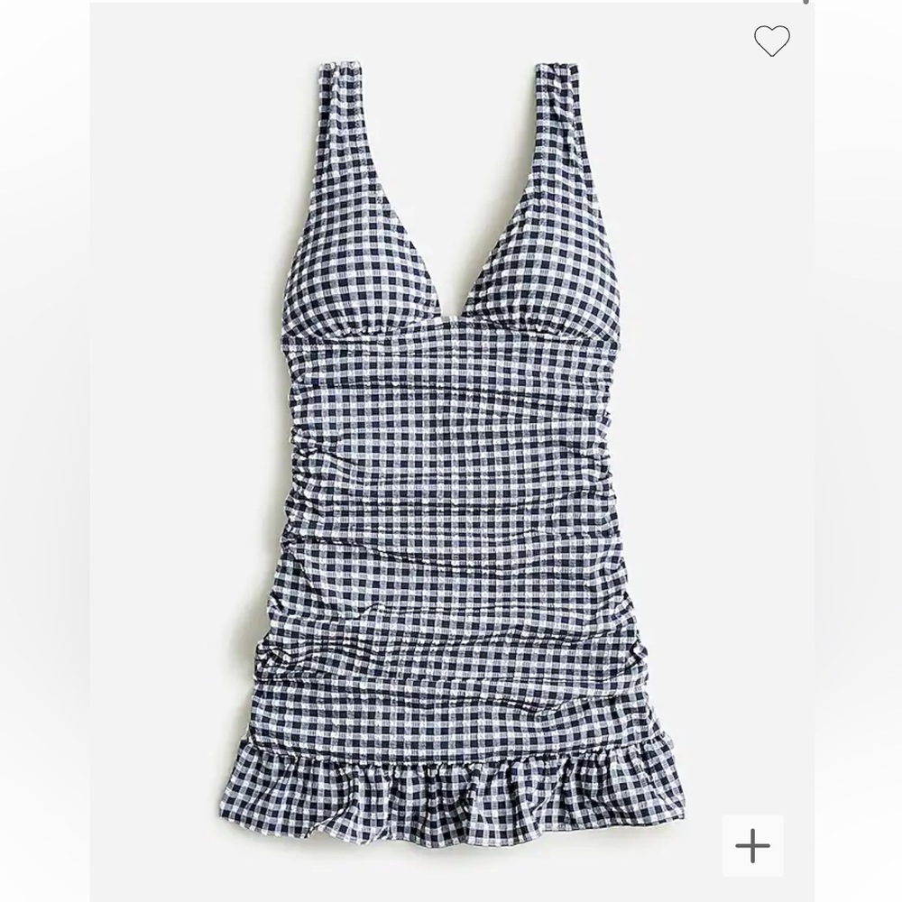Jcrew Ruched swim dress in classic gingham